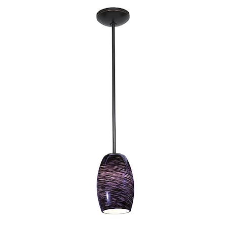 Chianti, LED Pendant, Oil Rubbed Bronze Finish, Purple Swirl Glass